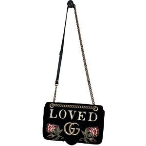 Gucci GG Marmont Medium Velvet LOVED Shoulder Bag